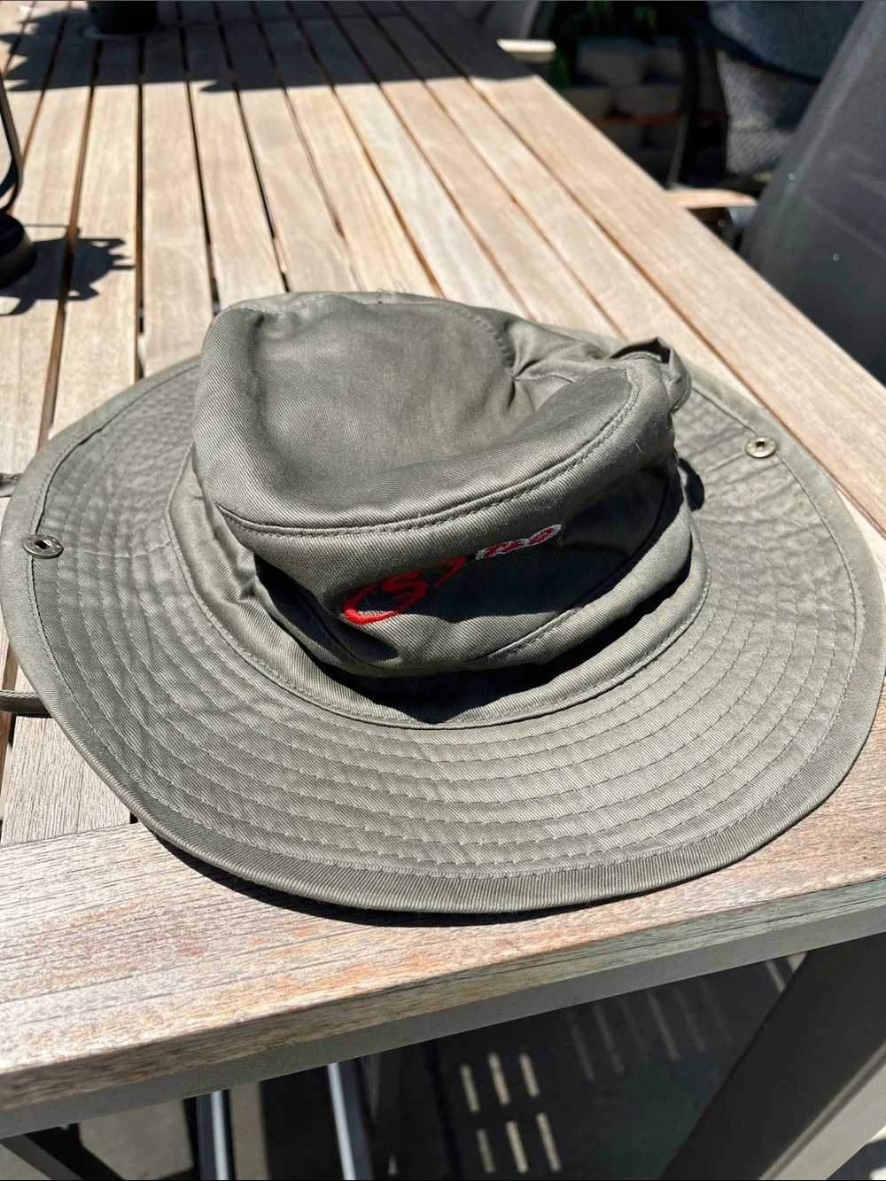 Olive Green Boonie Bucket Hat with Subtle Red Logo
